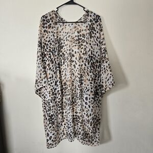 Aerie Animal Print Kimono OS Flowy Sheer Lightweight Summer Cover Up Feminine